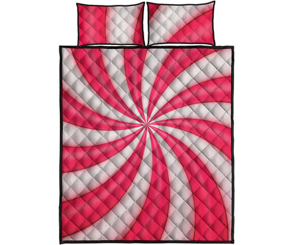 Pink Swirl Candy Print Quilt Bed Set