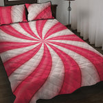 Pink Swirl Candy Print Quilt Bed Set