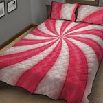 Pink Swirl Candy Print Quilt Bed Set