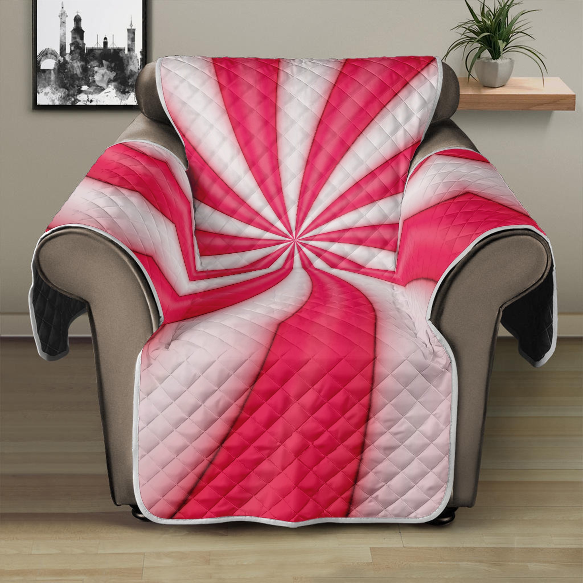 Pink Swirl Candy Print Recliner Protector