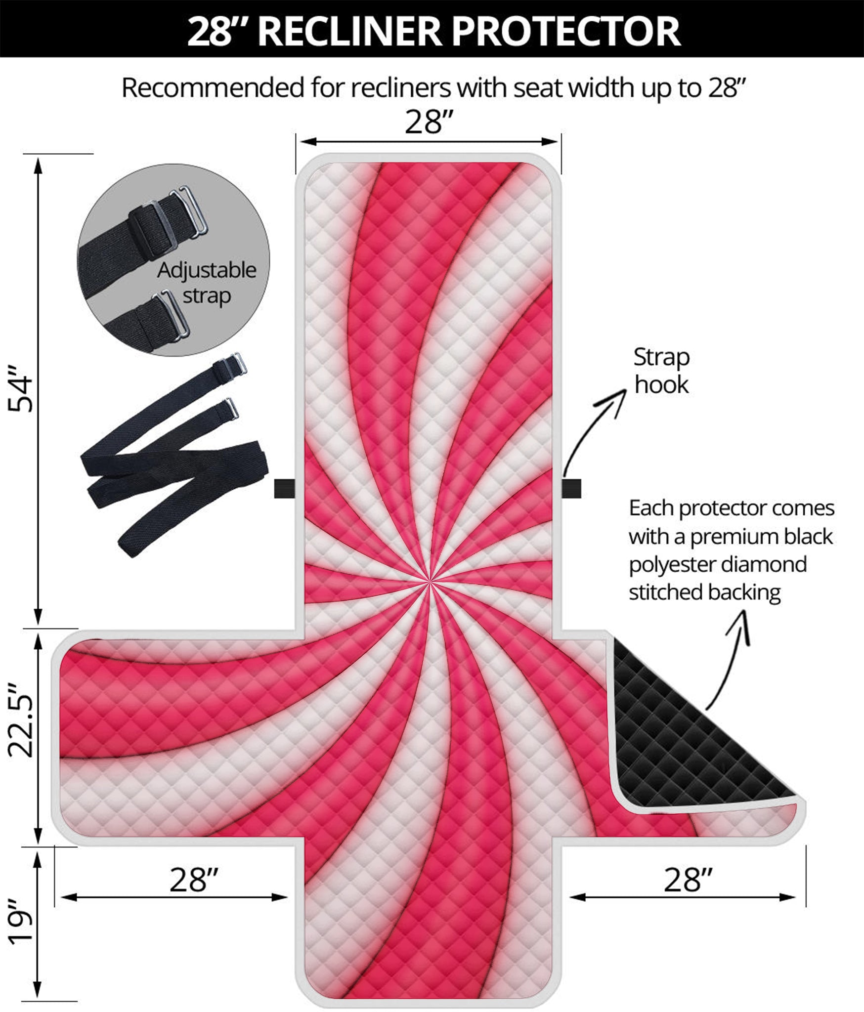 Pink Swirl Candy Print Recliner Protector