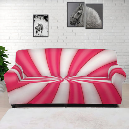 Pink Swirl Candy Print Sofa Cover