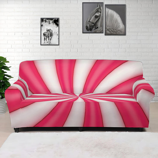 Pink Swirl Candy Print Sofa Cover