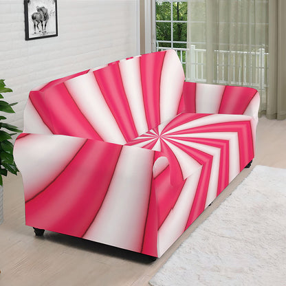 Pink Swirl Candy Print Sofa Cover