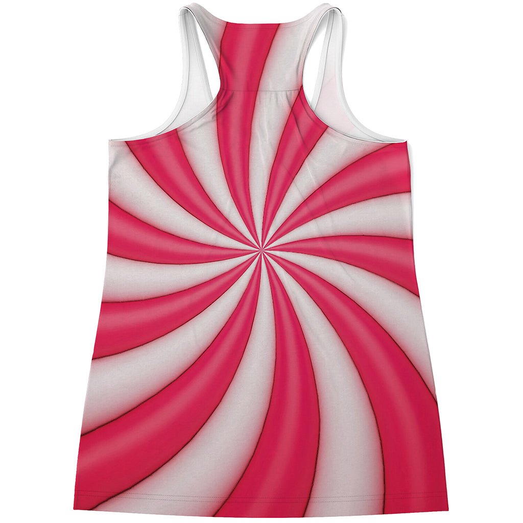 Pink Swirl Candy Print Women's Racerback Tank Top