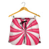 Pink Swirl Candy Print Women's Shorts