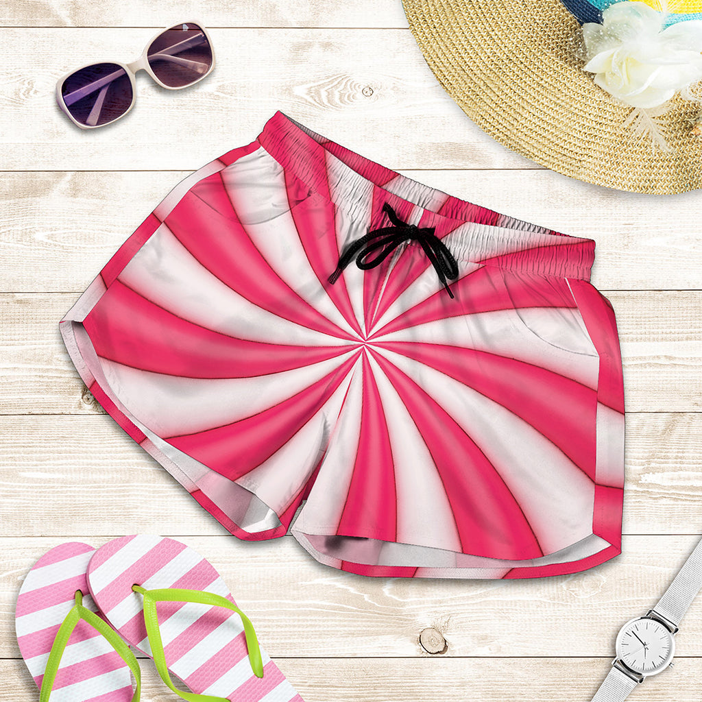 Pink Swirl Candy Print Women's Shorts