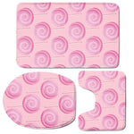 Pink Swirl Lollipop Pattern Print 3 Piece Bath Mat Set