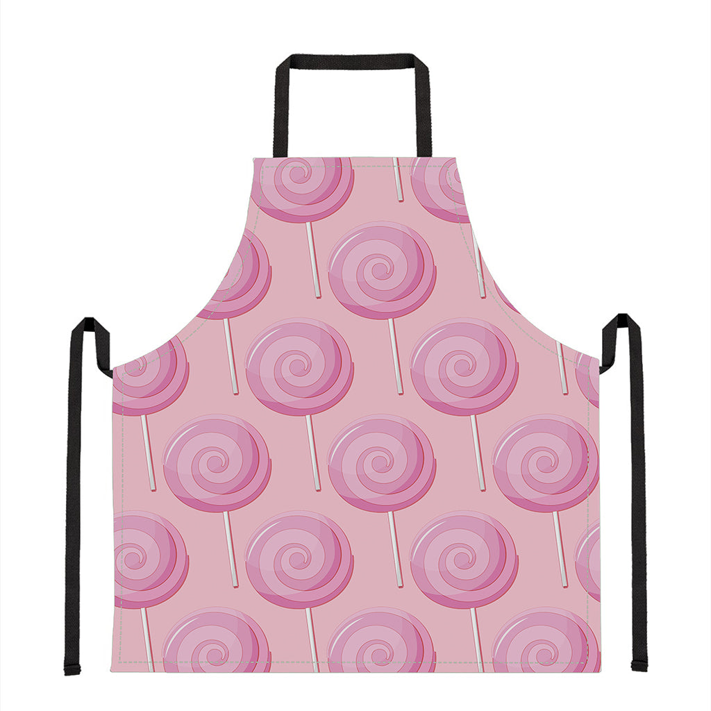 Pink Swirl Lollipop Pattern Print Apron