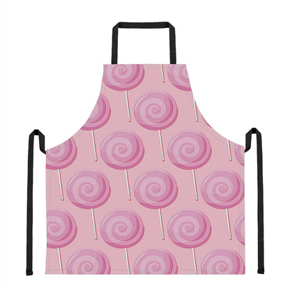 Pink Swirl Lollipop Pattern Print Apron