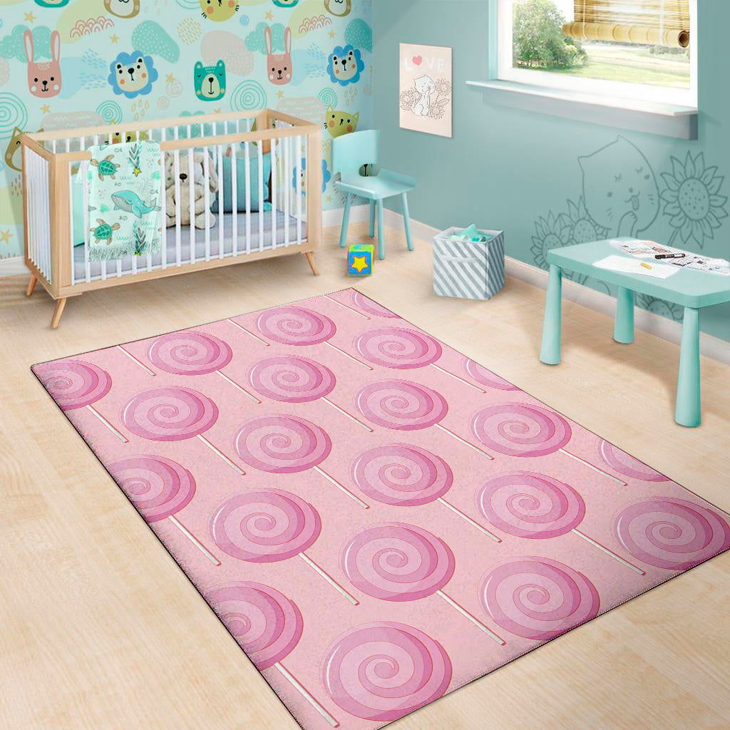 Pink Swirl Lollipop Pattern Print Area Rug