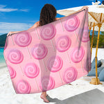 Pink Swirl Lollipop Pattern Print Beach Sarong Wrap