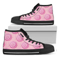 Pink Swirl Lollipop Pattern Print Black High Top Sneakers
