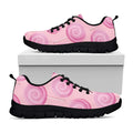 Pink Swirl Lollipop Pattern Print Black Running Shoes