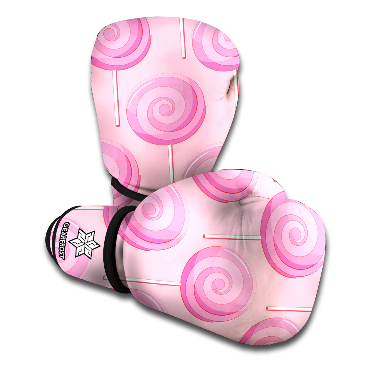 Pink Swirl Lollipop Pattern Print Boxing Gloves