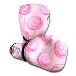 Pink Swirl Lollipop Pattern Print Boxing Gloves
