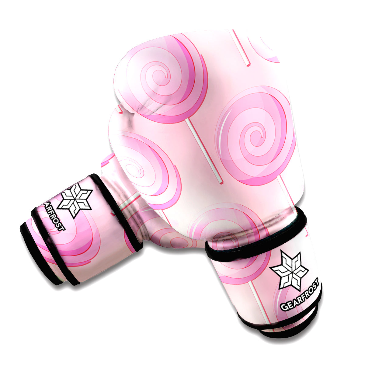 Pink Swirl Lollipop Pattern Print Boxing Gloves