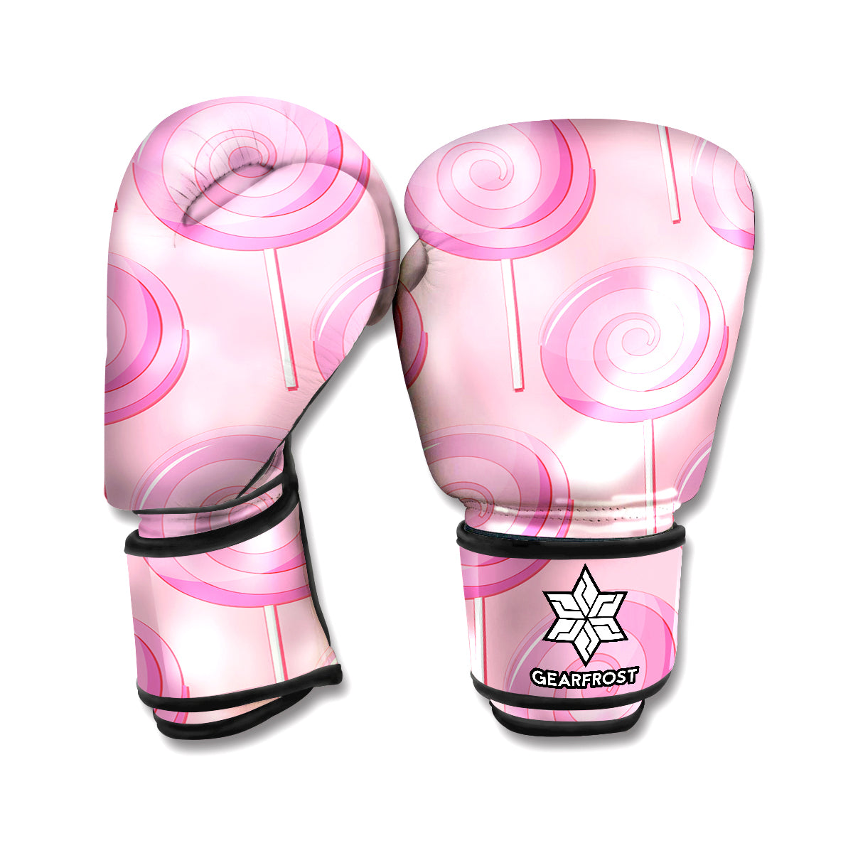 Pink Swirl Lollipop Pattern Print Boxing Gloves