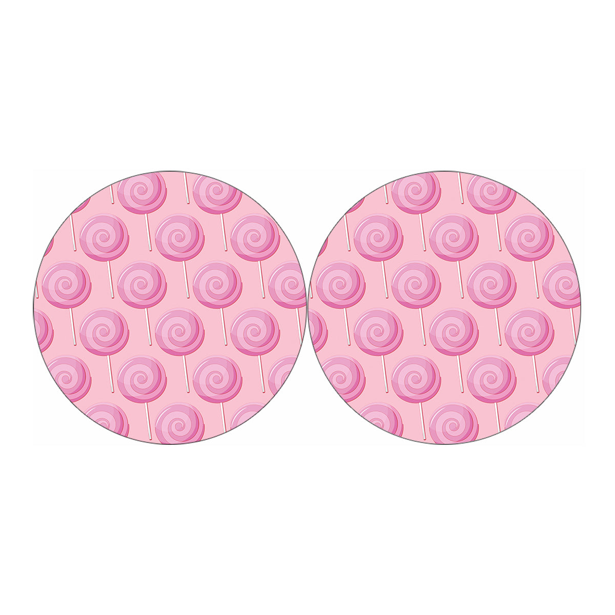 Pink Swirl Lollipop Pattern Print Car Coasters