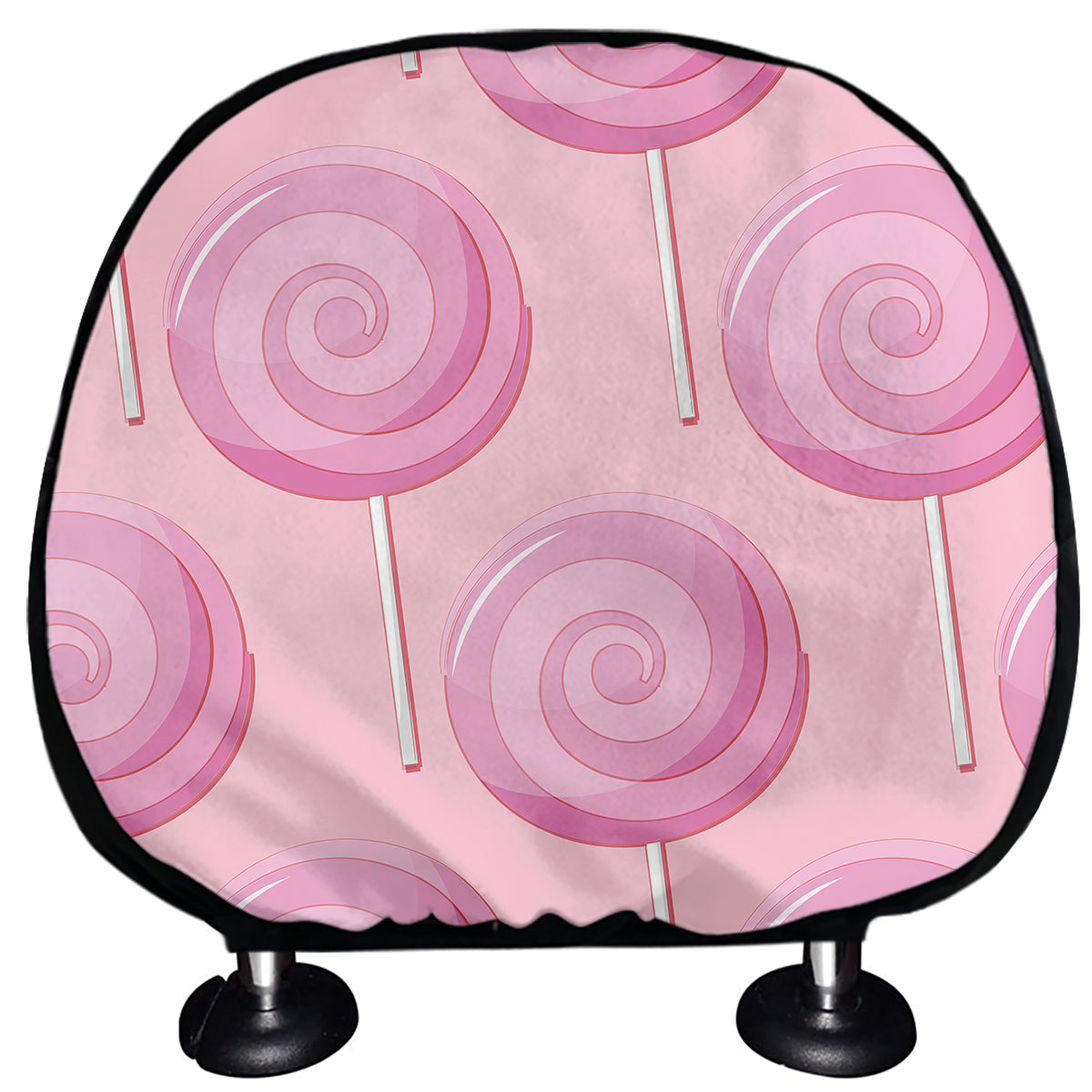 Pink Swirl Lollipop Pattern Print Car Headrest Covers