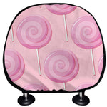 Pink Swirl Lollipop Pattern Print Car Headrest Covers