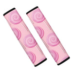 Pink Swirl Lollipop Pattern Print Car Seat Belt Covers