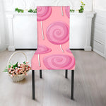 Pink Swirl Lollipop Pattern Print Dining Chair Slipcover