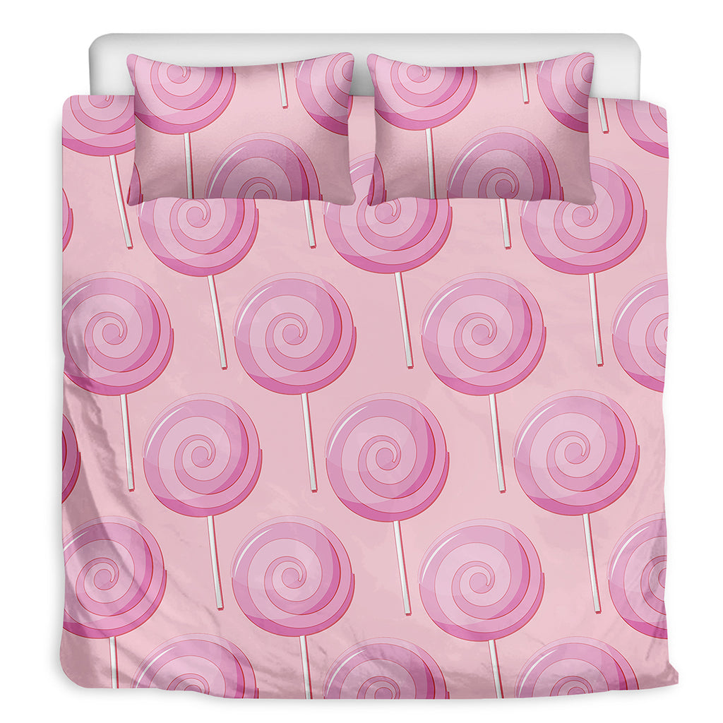 Pink Swirl Lollipop Pattern Print Duvet Cover Bedding Set