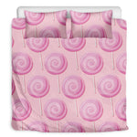 Pink Swirl Lollipop Pattern Print Duvet Cover Bedding Set
