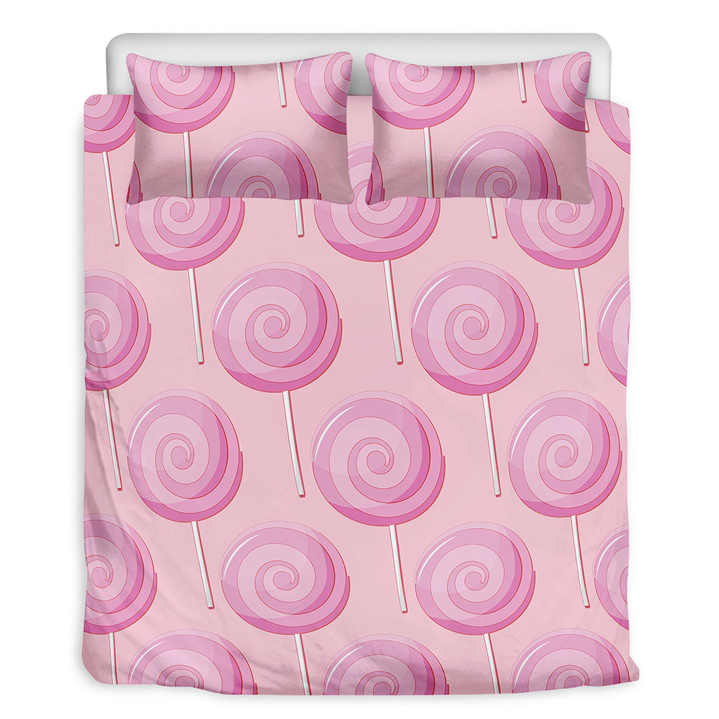 Pink Swirl Lollipop Pattern Print Duvet Cover Bedding Set
