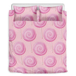 Pink Swirl Lollipop Pattern Print Duvet Cover Bedding Set