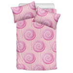 Pink Swirl Lollipop Pattern Print Duvet Cover Bedding Set