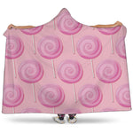 Pink Swirl Lollipop Pattern Print Hooded Blanket