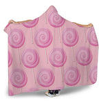 Pink Swirl Lollipop Pattern Print Hooded Blanket