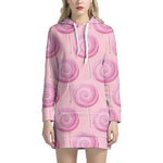 Pink Swirl Lollipop Pattern Print Hoodie Dress