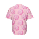 Pink Swirl Lollipop Pattern Print Men's Baseball Jersey