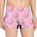 Pink Swirl Lollipop Pattern Print Men's Boxer Briefs