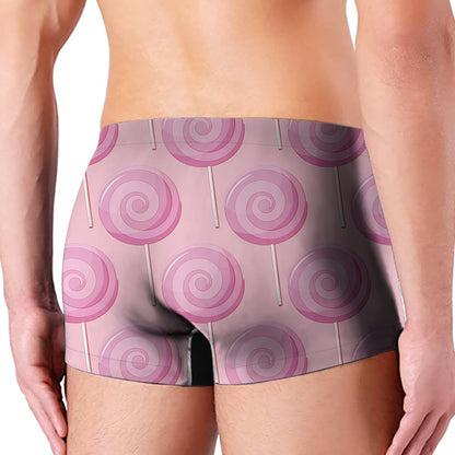 Pink Swirl Lollipop Pattern Print Men's Boxer Briefs