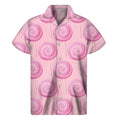 Pink Swirl Lollipop Pattern Print Men's Short Sleeve Shirt