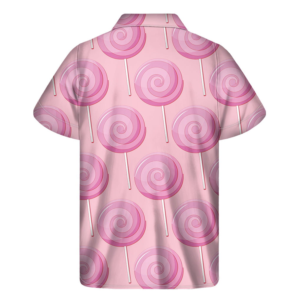 Pink Swirl Lollipop Pattern Print Men's Short Sleeve Shirt