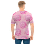 Pink Swirl Lollipop Pattern Print Men's T-Shirt