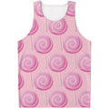 Pink Swirl Lollipop Pattern Print Men's Tank Top