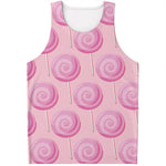 Pink Swirl Lollipop Pattern Print Men's Tank Top