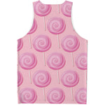 Pink Swirl Lollipop Pattern Print Men's Tank Top