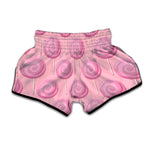 Pink Swirl Lollipop Pattern Print Muay Thai Boxing Shorts