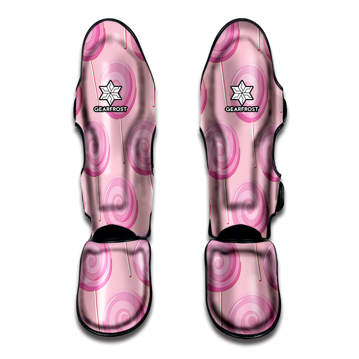 Pink Swirl Lollipop Pattern Print Muay Thai Shin Guard