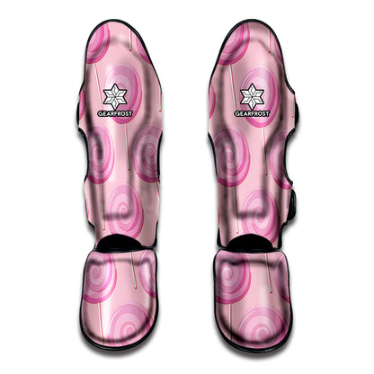 Pink Swirl Lollipop Pattern Print Muay Thai Shin Guard