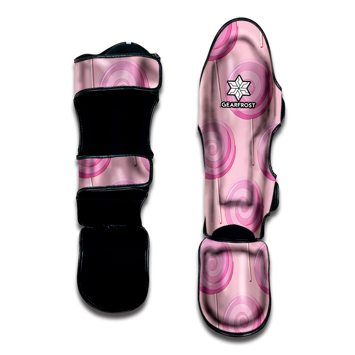 Pink Swirl Lollipop Pattern Print Muay Thai Shin Guard