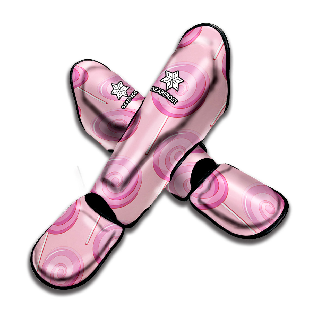 Pink Swirl Lollipop Pattern Print Muay Thai Shin Guard