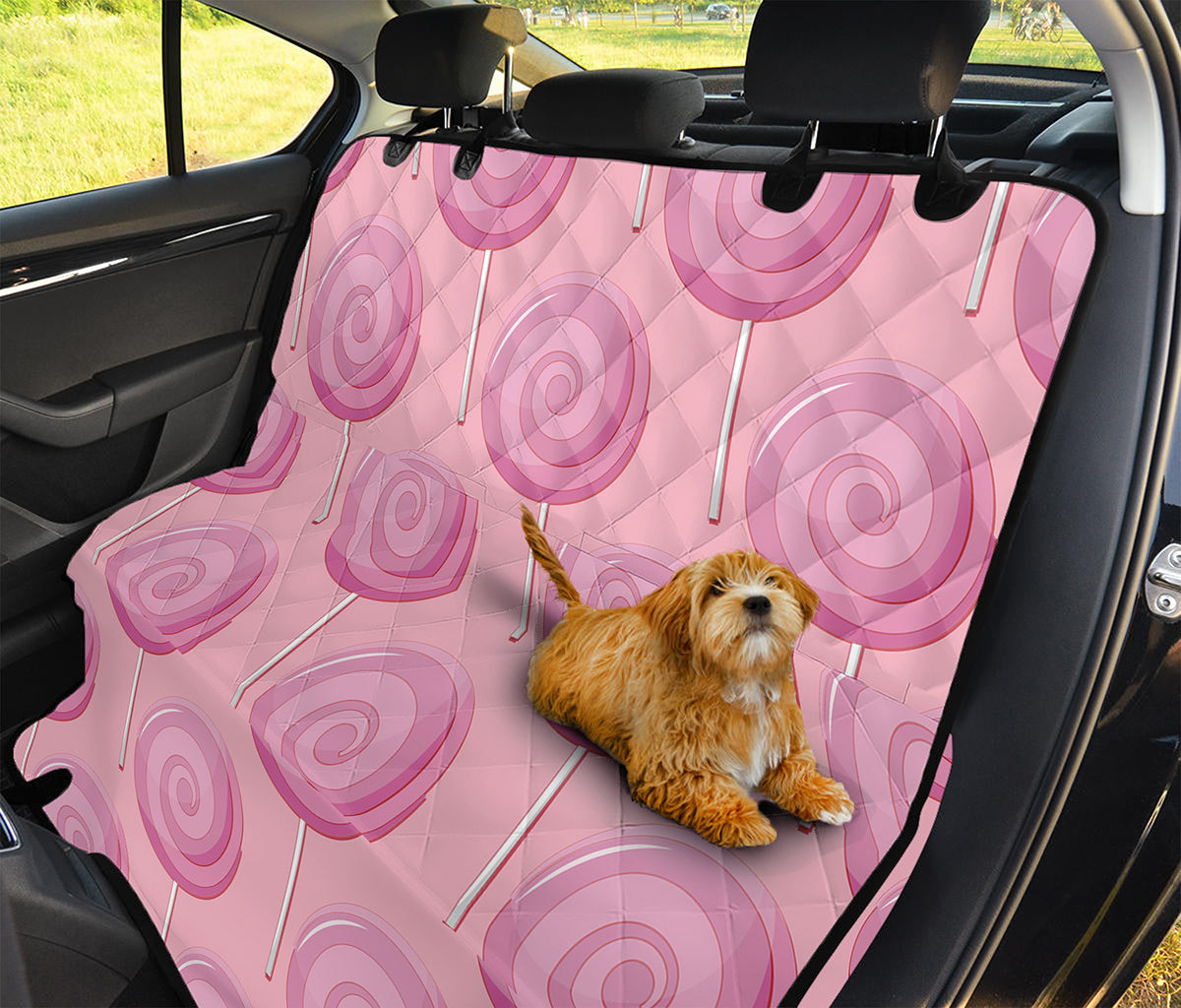 Pink Swirl Lollipop Pattern Print Pet Car Back Seat Cover